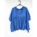 Sundance  Beauty Breeze Blue Short Sleeve V-Neck Babydoll Peasant Top Size Medium Photo 1