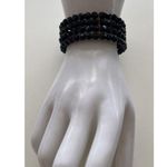 Vintage Faceted Black Gold 3 Beaded Strand Bracelet Unbranded Luxury Sz 7” Photo 7