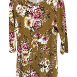 Sweet Claire  Mustard Yellow Floral Fleece Style Long Sleeve Dress Size Medium Photo 0