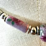 Vintage purple floral ceramic beaded Choker Necklace Photo 3