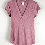 Free People Rose Pink Cotton Clementine V-Neck T-Shirt Photo 1