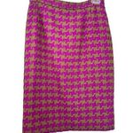 Valentino Boutique Vintage Magenta Houndstooth Wool Tweed Pencil Skirt Size 6 Pink Photo 0
