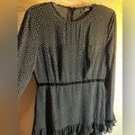 Lulus Lulu’s black dress w tiny white dots and velvet trim size Medium-lovely ruffles Photo 4