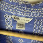 Cato  Floral Embroidered Button Down Blouse Size 18/20W Blue Cottage Lightweight‎ Photo 3