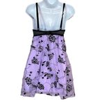 Vintage Purple and Black Floral Print Nightgown Size Small Photo 5