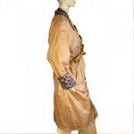 VINTAGE 1980'S ATLANTIC BEACH TAN W/ANIMAL PRINT SILK TRENCH JACKET (1X) Photo 3