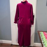 Vtg M Elegant Velvet Gown Lace Detail w/pockets velour long sleeve housecoat Pink Size M Photo 8