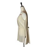 Max Mara Falesia Cream And Red Trim Silk Pleated Hi Lo Hem Tunic Blouse Size 6 Photo 3