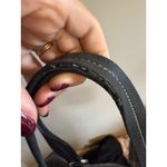 Kate Landry  Black Leather Shoulder Bag Hobo Purse Silver Ring Accents Photo 2