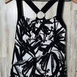 Iz Byer Vintage Y2K Abstract Black White Milkmaid Razorback O Ring Top Womens M Photo 0