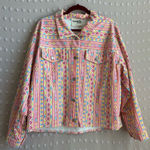 Savanna‎ Jane Rhinestone Aztec Cropped Corduroy Jacket 1X Pink Photo 0