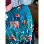 Handmade shirt dress kitten bow floral teal green white peach bespoke Photo 5