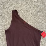 Spanx NWT  Ribbed One Shoulder Bodysuit Raisin Brown Top Size M Suit Yourself Photo 7