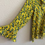 Tanya Taylor  Yellow Floral Printed Silk Blouse‎ Size Small EUC Photo 4