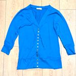 Zenana Outfitters 🆕 Womens S Small Bright Blue Cardigan Snap Sweater V-Neck Slim Fit Lightweight Photo 2