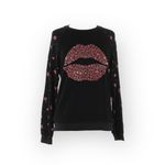 Lauren Moshi  ᨎ Noleta Ruby Lip Super Soft Pullover Sweatshirt ᨎ Jet Black ᨎ XS Photo 4
