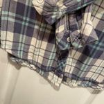 Beach Lunch Lounge Size XS Blue White Plaid Soft Flannel Button Down Shirt Photo 4