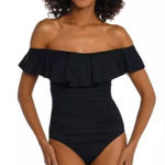 La Blanca Island Goddess Off Shoulder Ruffle One Piece Size 12 NWT Photo 0