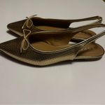 Esprit  Women’s Low Heel Gold Petria Perforated Slingback Flat With Bow Sz 9 Photo 7