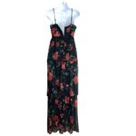 Crystal Doll Crystal Dolls Maxi Dress Floral Tiered Black Red Photo 1