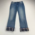 Driftwood Colette Flannel Cuff Straight Leg Mid Rise Medium Wash Jeans Size 29 Photo 3