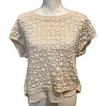 Blu Pepper Vintage Top Womens Small Crochet Overlay‎ Cream Button Back Photo 0