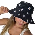 Alice + Olivia NEW  Black Sunflower Reversible Bucket Hat Photo 1