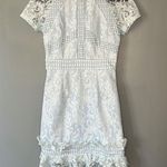 Pretty Little Thing NWT  Dusty Blue Frill Hem Lace Bodycon Size 4 Photo 0