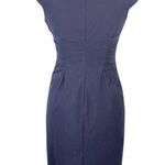 Adrianna Papell - Navy Cocktail Dress with Green Stone Collar size 6 Photo 2