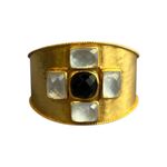 NWT Julie Vos Savoy Cuff Bracelet Iridescent Clear Crystal & Obsidian Black | Gold Photo 1