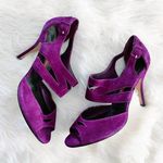 Carolina Herrera Magenta Suede Cut Out Heeled Sandals Photo 0