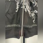 EXPRESS  Black Y2K‎ 2000s Graphic Print Full Zip Cropped Hoodie Sweater Photo 2