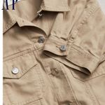 Gap NWT Womens  Originals Iconic Cropped Khaki Denim Jacket - Sz L Petite Photo 4