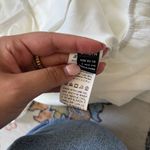 SheIn Lantern Sleeve Ruched Scoop Neck Asymmetrical Hem Crop White Corset Large Photo 5