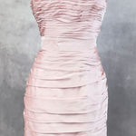 Monique Lhuillier Womens Dress 6 Bridesmaid Pink‎ Strapless Mini Glam Cocktail Pink Photo 0