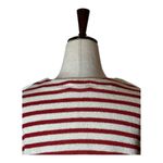 ZARA  Shirt Women Medium Red White Striped Knit Button‎ Shoulder Top Coastal Photo 5