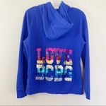 BCBGMAXAZRIA Royal Blue Sequined Zip-Up Hoodie Photo 3