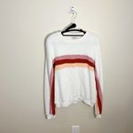 Faherty  Vista Stripe Pullover Sweater Cream Size Large 100% Cotton Photo 2
