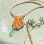 Handmade orange flower ceramic flower boho fairy cottage necklace🌼🧡 Photo 7