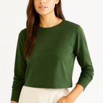 Bombas Women's Green Speckled Pima Cotton Long Sleeve Crew Neck Tee Size M Photo 0