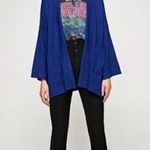 ZARA  KIMONO STYLE BLAZER OPEN FRONT BLUE KNIT TOP WOMENS SIZE‎ M POCKETS Photo 1
