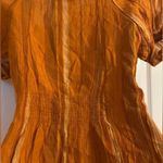Sweet Wanderer  Orange Rayon Button Down Striped Short Sleeve Top Sz L Vacation Photo 4