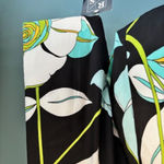 Russell Scott Silk Jacket 10 Black White Floral Open Front Collared Statement Blue Photo 3