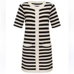 Sanctuary  WOMENS BUTTON FRONT KNIT BLACK WHITE STRIPE MINI DRESS SMALL Photo 6