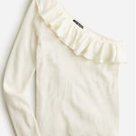 J.Crew Womens Ribbed Ruffled‎ Neck One Shoulder Top Blouse Cream Size Medium NWT Photo 0