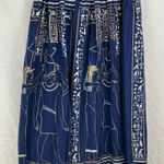 Vintage Womens XXS Egyptian Hieroglyphic Blue Midi Skirt Historical Museum Artsy Photo 0