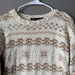 Liz Claiborne Lizsport sz S petite cream knit sequin sweater Photo 1