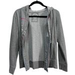 Life is Good Zip Up Hoodie Gray Pink Relaxed Fit Womans XS Heart Design Sweater Photo 1