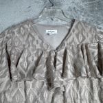 Haute Hippie Blouse Ruffle Bell Sleeve V Neck Patterned Top Gray Boho Womens XS Photo 3