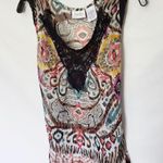 Forbidden Boho Sheer Tank Womens Top Size Medium Black Lace Ruffle Photo 3